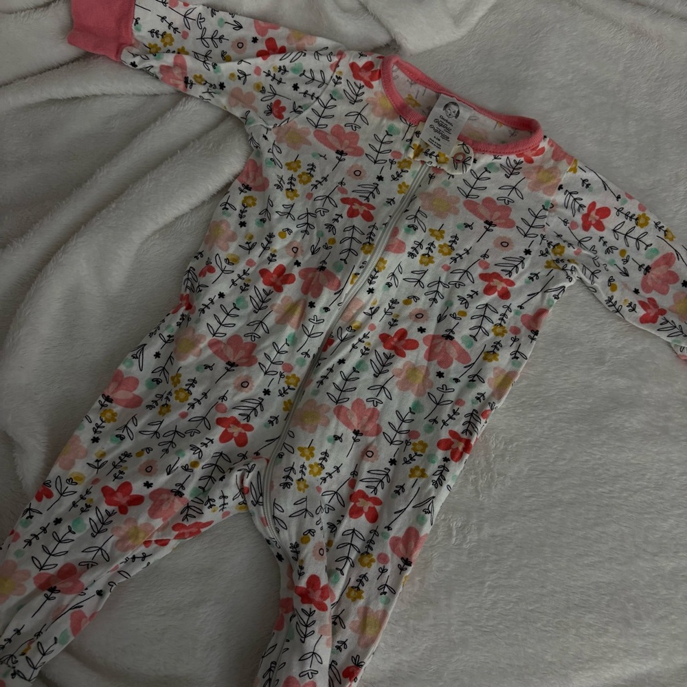 Floral Baby Onesie with Pink Accents
